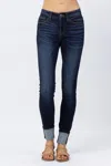 Judy Blue Mid Rise Long Inseam Skinny Denim Jeans In Classic Dark