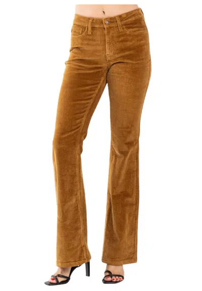 Judy Blue Corduroy Bootcut Mid-rise Jeans In Camel In Brown