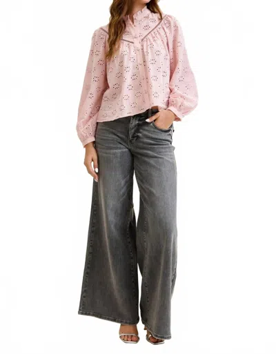 Judy Blue Mid Rise Palazzo Split Back Yoke Jeans In Washed Grey In Gray