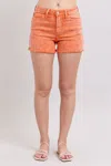 Judy Blue Mid Rise Shorts In Garment Dyed Peach In Brown