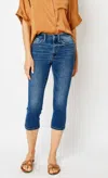 Judy Blue Mid Rise Sid Slit Capri Jeans In Medium Wash In Multi