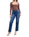 Judy Blue Mid Rise Side Seam Detail Straight Jean In Dark Blue In Blue