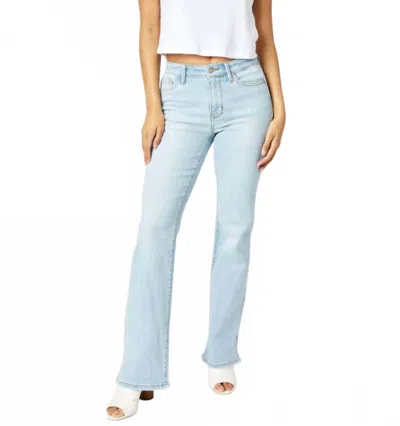 Judy Blue Mid Rise Side Slit Bootcut Jeans In Light Wash In Blue