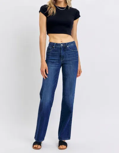 Judy Blue Mid Rise Tummy Control Classic Straight Jean In Blue