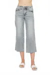 Judy Blue Mid Rise Tummy Control Cropped Wide Leg Jeans In Denim