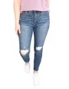 Judy Blue Mid Rise Tummy Control Distressed Skinny In Dark Wash In Blue