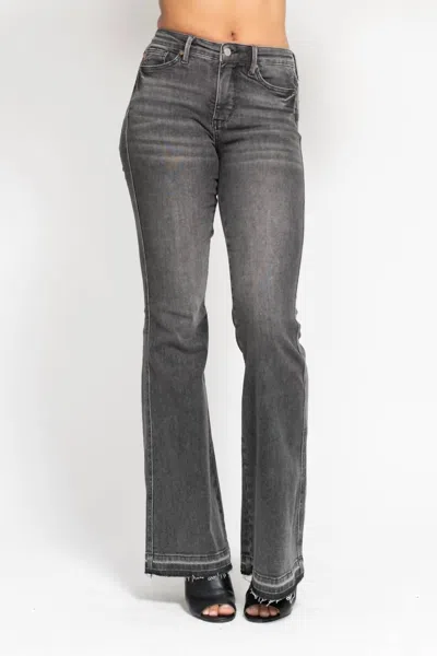 Judy Blue Mid Rise Tummy Control Flare Jean In Gray In Grey