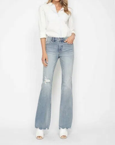 Judy Blue Mid Rise Tummy Control Flare Jeans In Denim Blue In Multi