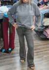 Judy Blue Mid Rise Tummy Control Release Hem Flare Jeans In Washed Grey In Multi
