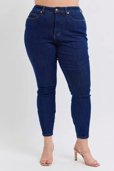 Judy Blue Mid Rise Tummy Control Skinny Jeans In Dark Blue