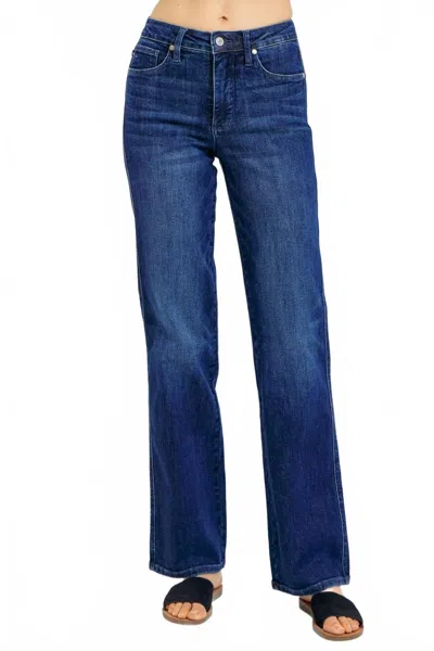 Judy Blue Mid Rise Tummy Control Straight Jean In Dark Blue