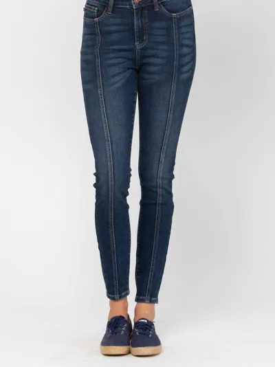 Judy Blue Mid-seam Stitch Skinny Jeans In Dark Wash In Blue