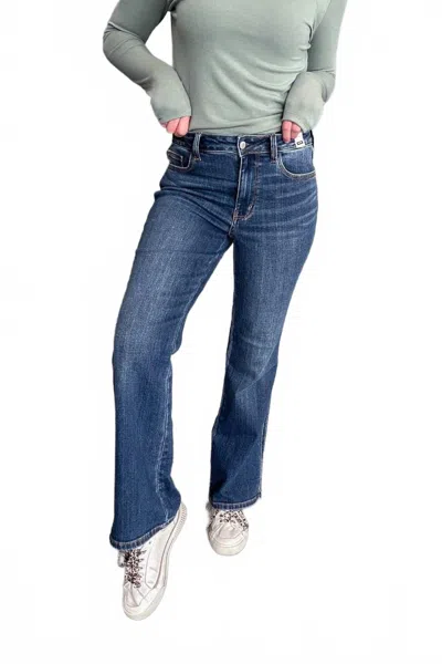 Judy Blue Midrise Bootcut With Cell Phone Pocket Jeans In Medium Wash In Purple
