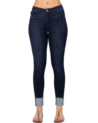 Judy Blue Midrise Cuffed Skinny Jeans In Denim In Black