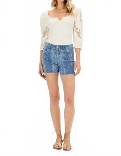 Judy Blue Midrise Denim Cut Offs Short In Snake Print In Blue