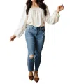 Shop Judy Blue Midrise Destructed Hem Slim Fit Jeans In Mid Wash In Multi