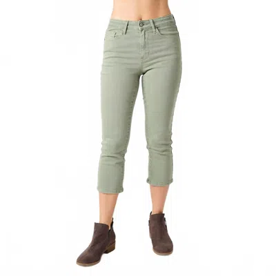 Judy Blue Mid-rise Garment Dyed Capri Pants In Sage Green