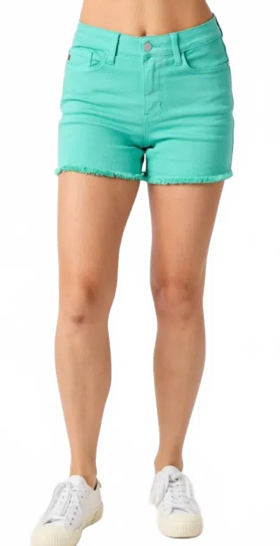 JUDY BLUE MIDRISE SHORTS IN AQUAMARINE