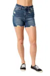 Judy Blue Mild Destroy Cut Offs Short In Blue Denim In Blue