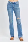 Judy Blue Mr Destroy & Released Hem Women's Bootcut Jeans In Denim In Multi