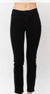 Judy Blue Tummy Control Shark Bite Hem Skinny Jean In Black In Black