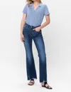 Judy Blue Non-distressed Fray Hem Bootcut Jeans In Dark Blue In Blue