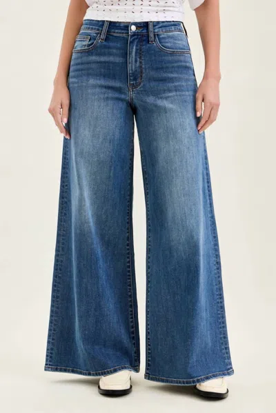 Judy Blue Penny Palazzo Leg High Waist Jean In Med Wash In Blue