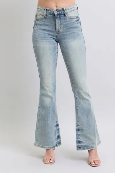 Judy Blue Pin Tac Detail Flare Jeans In Blue