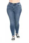 Judy Blue Plus Size Hi Waist Skinny Shark Bite Hem Jean In Medium In Blue