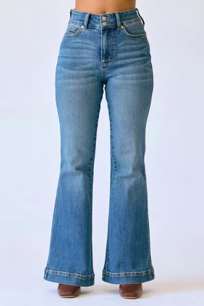 Judy Blue Presley Petite Flare Jean In Medium Wash In Blue