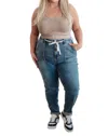 Judy Blue Pull On Denim Joggers In Medium Wash In Multi