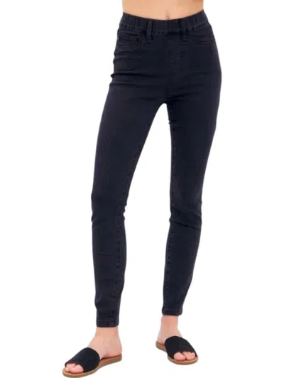 Judy Blue Pull-on Shield Pockets Skinny Jeans In Black