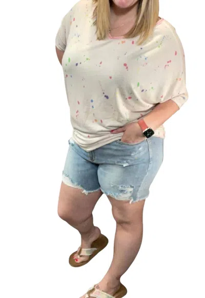 Judy Blue Rainbow Paint Splash Destroy Shorts In Denim In Multi