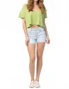 Judy Blue Rainbow Thread Mid Rise Short In Light Blue In Blue