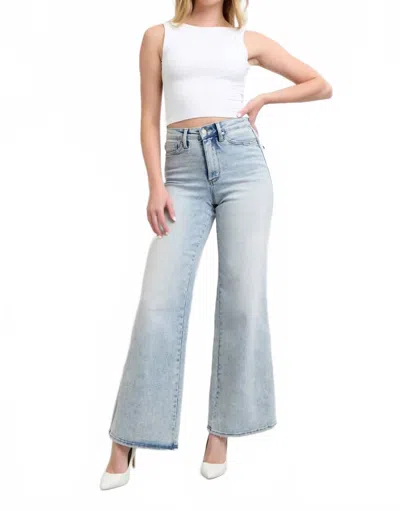 Judy Blue High Waist Tummy Control Retro Wide Leg Denim Jean In Light Wash In Gray