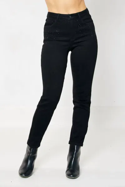 Judy Blue Rhinestone Slim Fit Jean In Black