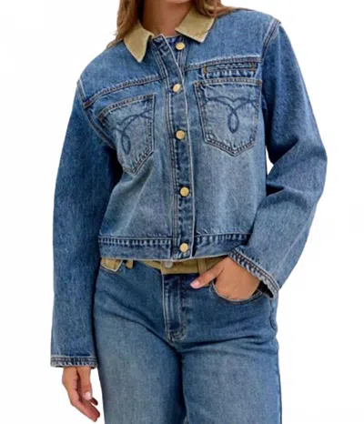 Judy Blue Rigid Denim Barn Jacket In Medium Blue