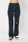 Judy Blue Lucas Straight Leg Jeans In Black In Black