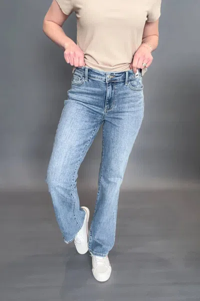 Judy Blue Sabrina Mid Rise Vintage Wash Boot Cut Jeans In Blue