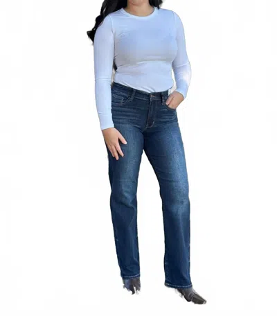 Judy Blue Send In The Cavalry Straight Leg Jeans In Dark Wash In Blue