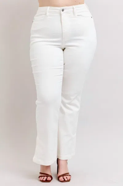 Judy Blue Side Slit Bootcut Jeans In White
