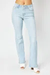Judy Blue Side Slit Hem Bootcut Jean In Light Blue In Blue