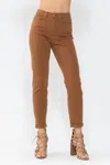 Judy Blue Sierra Tummy Control Flare High Rise Jean In Dyed Brown In Brown