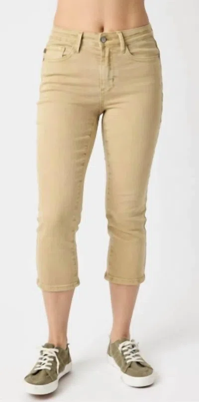 Judy Blue So Casual Khaki Capris In Beige