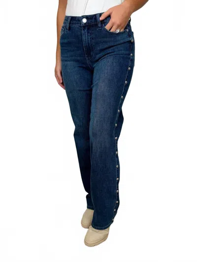 Judy Blue Sophia High-rise Embellished Straight Leg Jeans In Dark Wash Denim In Multi