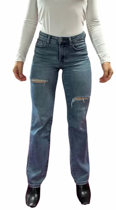 Judy Blue Spencer Distressed Dad Jeans In Blue