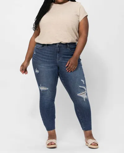 Judy Blue Spice It Up Vintage Cut Off Relaxed Jeans In Dark Wash In Blue