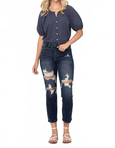 Judy Blue Straight Denim Pants In Dark Blue