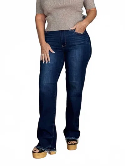 Judy Blue Straight To The Point Straight Leg Jeans In Dark Wash In Blue