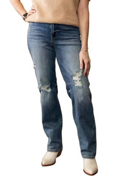 Judy Blue Straight To The Top Distressed Dad Jean In Blue